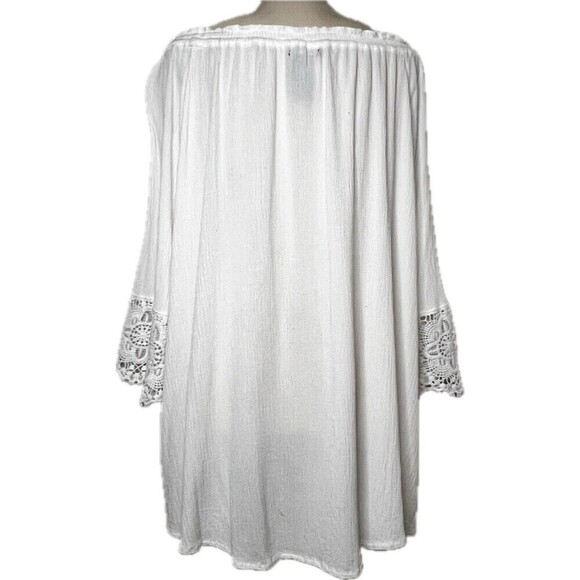 Chelsea & Theodore Tunic White Soft Stretchy‎ Fairy Boho Lace Crochet Detail XL - Picture 2 of 6